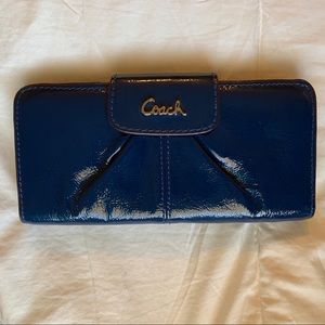 Coach navy blue leather wallet